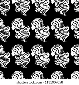 Vector seamless pattern from illustration of woman with beautiful hair 