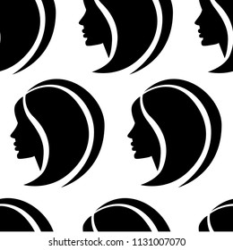 Vector seamless pattern from illustration of woman with beautiful hair 