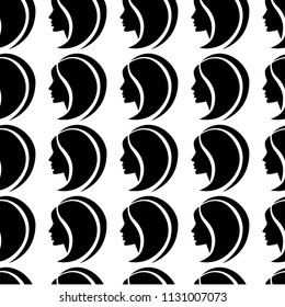 Vector seamless pattern from illustration of woman with beautiful hair 