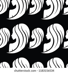 Vector seamless pattern from illustration of woman with beautiful hair 