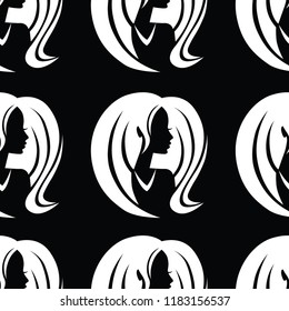 Vector seamless pattern from illustration of woman with beautiful hair 