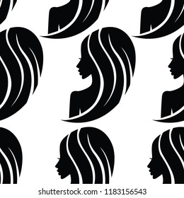 Vector seamless pattern from illustration of woman with beautiful hair 