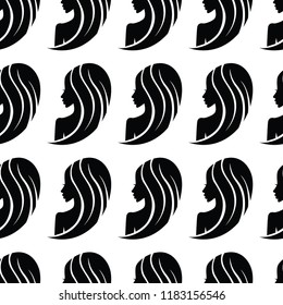 Vector seamless pattern from illustration of woman with beautiful hair 