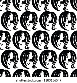Vector seamless pattern from illustration of woman with beautiful hair 