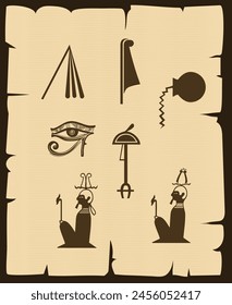 Vector seamless pattern with illustrations on the theme of Ancient Egypt. The Egyptian mascots.