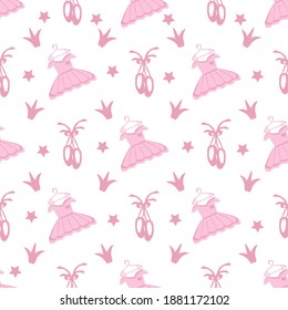 vector seamless pattern with the image of ballet clothes and Pointe shoes