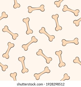 Vector seamless pattern with the image of bones for a dog. Background with snacks for dogs.