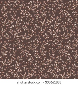 vector seamless pattern with image of  leaves and stems in doodle style