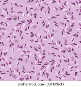 vector seamless pattern with image of violet  leaves and stems in doodle style