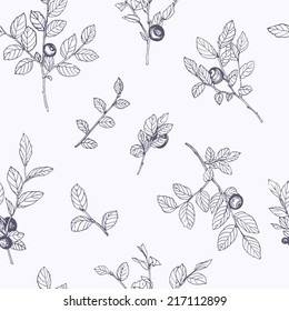 Vector seamless pattern with the images of branches with fruits. 