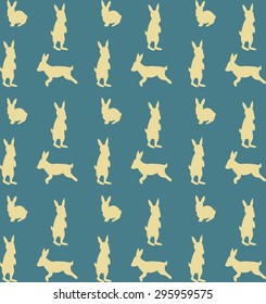 vector seamless pattern with images of cute rabbits in different positions, perfect for textile design