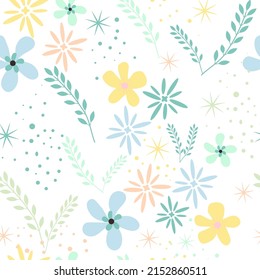 Patrón vectorial sin fisuras con imágenes de flores y hojas.Para diseñar tarjetas de jardín, papeles de envoltura, impresión textil.