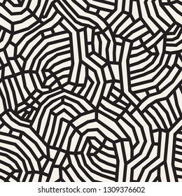 Vector seamless pattern with imitation on broken tiles. Monochrome abstract background. Stylish print with irregular texture. Catalan modernism.