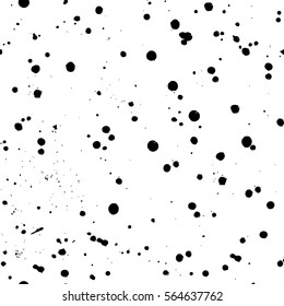 Vector seamless pattern with inc splash, blots, smudge and brush strokes. Black and white Grunge template for web background, prints, wallpaper, surface, wrapping, elements for design