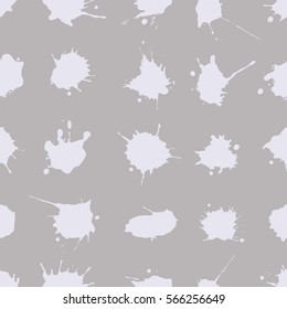 Vector seamless pattern with inc splash, blots, smudge and brush strokes. Grunge template for web background, prints, wallpaper, surface, wrapping, elements for design