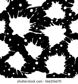 Vector seamless pattern with inc splash, blots, smudge and brush strokes. Grunge template for web background, prints, wallpaper, surface, wrapping, elements for design