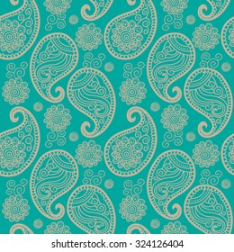 Vector seamless pattern with Indian ornament. Turkish cucumber.