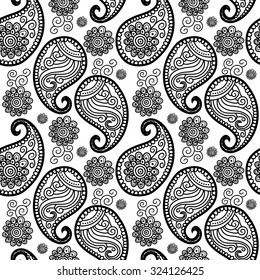 Vector seamless pattern with Indian ornament. Turkish cucumber.