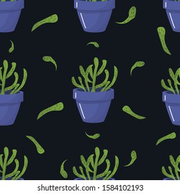 vector seamless pattern with indoor flowers