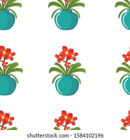 vector seamless pattern with indoor flowers