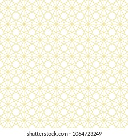 Vector seamless pattern. Infinitely repeating modern geometrical texture consisting of intersecting thin lines which form irregular hexagonal linear shapes: hexagons; rhombus; triangle.