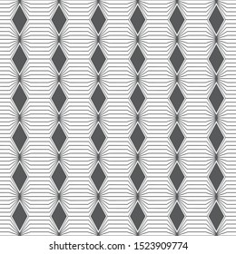 Vector seamless pattern. Infinitely repeating modern geometrical texture consisting of with striped hexagons and rhombuses.