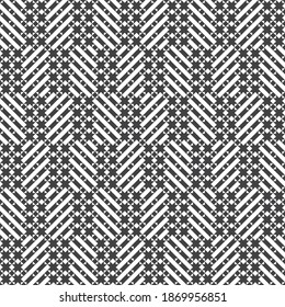 Vector seamless pattern. Infinitely repeating modern geometrical pattern consisting of converging stars, rhombus diamonds, triangles and strips. Abstract small patterned background.