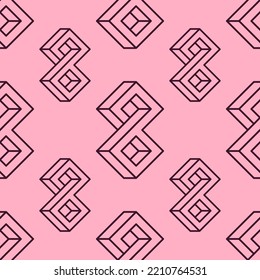 Vector seamless pattern of infinity symbol on pink background for websites, textile, wrappers, wallpapers 