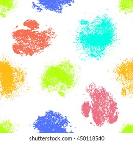 Vector seamless pattern with ink blots and brush strokes. Colorful creative artistic background Series of Drawn Creative Seamless Patterns and vector  Blots, Brush, Strokes.