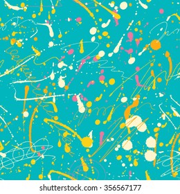 Vector seamless pattern with ink brush strokes.