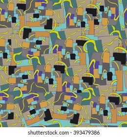Vector seamless pattern with ink brush strokes.