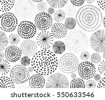 Vector seamless pattern with ink circle textures. Abstract seamless background with fireworks.