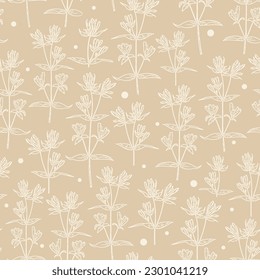 Vector seamless pattern ink clover shamrock wild field flower.