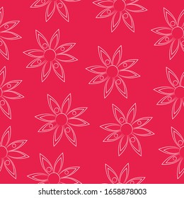 Vector seamless pattern ink drawing wild plants