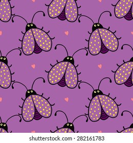 vector seamless pattern with ink drawing beatles, hand drawn vector illustration
