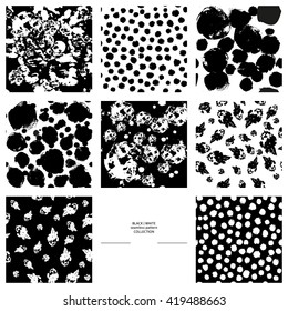 Vector seamless pattern. Ink drawing. Hand drawn wallpaper. Paint spot, drop isolated. Package design. Abstract graphic design. 