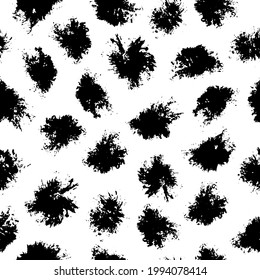 Vector seamless pattern with ink stains on white background. Illustration with grungy texture for wallpaper, notebook, textile, tile, pillow