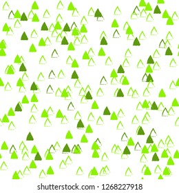 Vector seamless pattern. Inspired by Memphis Design. Simply trendy texture with hand drawn chaotic triangles. Minimalist abstract background with children and nature theme. Stock vector.