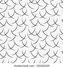 Vector seamless pattern. Inspired by Memphis Design. Randomly spaced halves of rings. Abstract geometric background.