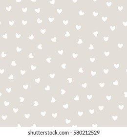 Vector Seamless Pattern. Inspired By Memphis Design. Trendy Texture With A Jumble Of Hearts. Abstract Background With Love Theme.