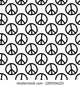 Vector seamless pattern with international symbol of pacifism, disarmament, world peace in simple doodle flat style. Simple background, texture