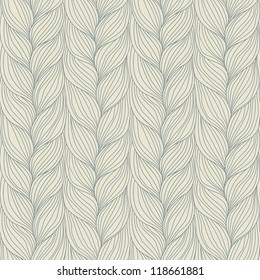 Vector seamless pattern with interweaving of braids. Abstract ornamental background in form of a knitted fabric. Decorative illustration of stylized textured yarn or hairstyle with plaits close-up