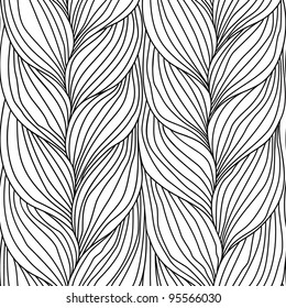 Vector seamless pattern with interweaving of braids. Abstract background in the form of a knitted fabric. Illustration of the textured yarn close-up.