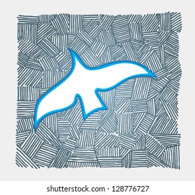 Vector seamless pattern with interweaving of lines.