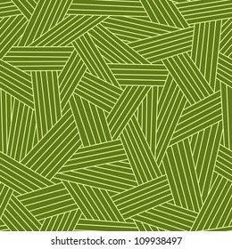 Vector seamless pattern with interweaving of strokes. Traditional hatching of architectural hand drawn graphic. Green abstract ornamental background  with stylized grass, carpet and other covering