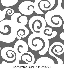 Vector seamless pattern of interwoven lines of different thickness in monochrome colors