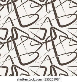 Vector seamless pattern of interwoven lines of different thickness in contrasting colors