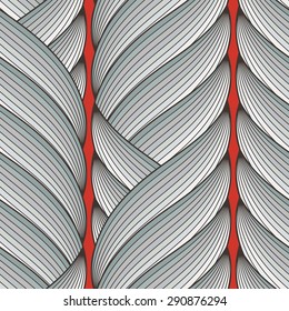 Vector seamless pattern of interwoven ropes, braids, locks