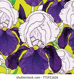 Vector seamless pattern with iris 1
