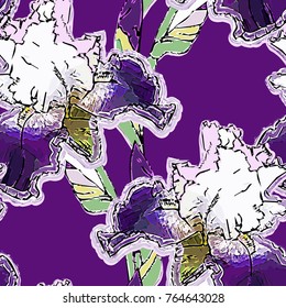 Vector seamless pattern with iris 2